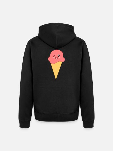 Eis Eiscreme Erdbeereis - Unisex Premium Bio Zip Hoodie - Schwarz