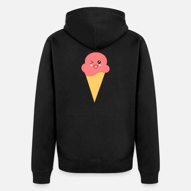 Eis Eiscreme Erdbeereis - Unisex Premium Bio Zip Hoodie - Schwarz