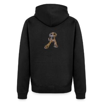 Chiot chien au regard curieux - Veste à capuche bio Premium Unisexe - noir - Dos - Nico (187cm)