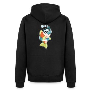 Fisch Taucher Schnorchel Tauchen - Unisex Premium Bio Zip Hoodie - Schwarz - Hinten - Nico (187cm)