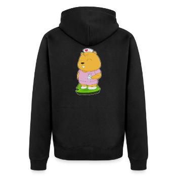 Hamster Krankenschwester Medizin - Unisex Premium Bio Zip Hoodie - Schwarz - Hinten - Nico (187cm)