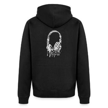 Comic Kopfhörer mit Tropfen - Unisex Premium Bio Zip Hoodie - Schwarz - Hinten - Nico (187cm)