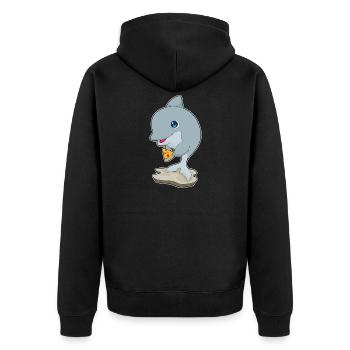 Dolphin Pizza - Unisex Premium Organic Zip Hoodie - black - Back - Nico (187cm)