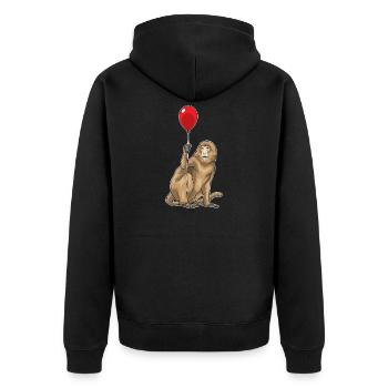 Affe Luftballon - Unisex Premium Bio Zip Hoodie - Schwarz - Hinten - Nico (187cm)