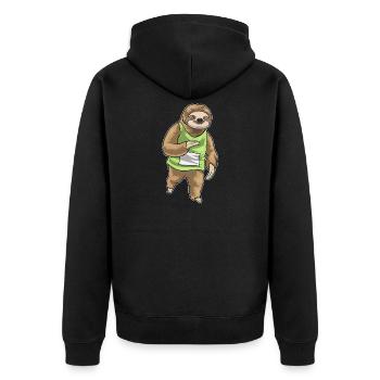 Faultier Jogger Joggen Sport - Unisex Premium Bio Zip Hoodie - Schwarz - Hinten - Nico (187cm)