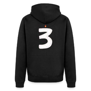 Festliche Geburtstagskerze Nummer 3 Design - Unisex Premium Bio Zip Hoodie - Schwarz - Hinten - Nico (187cm)