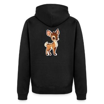 Reh - Unisex Premium Bio Zip Hoodie - Schwarz - Hinten - Nico (187cm)