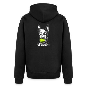 Doberman Ball Ball Junkie Dogs Wilsigns - Unisex Premium Organic Zip Hoodie - black - Back - Nico (187cm)