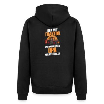 Landwirt Bauernhof Farmer Bauer Opa Großvater Trak - Unisex Premium Bio Zip Hoodie - Schwarz - Hinten - Nico (187cm)