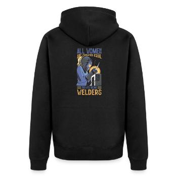 Welder Saying Gifts for Metalworkers - Unisex Premium Organic Zip Hoodie - black - Back - Nico (187cm)