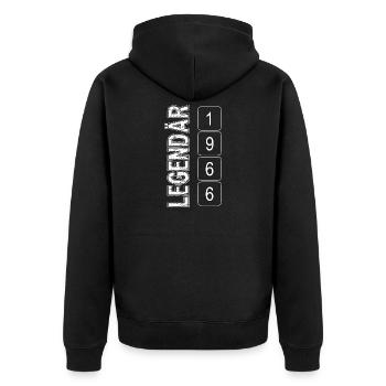 LEGENDÄR seit1966, 60 Jahre, 60 Geburtstag, Happy  - Unisex Premium Bio Zip Hoodie - Schwarz - Hinten - Nico (187cm)