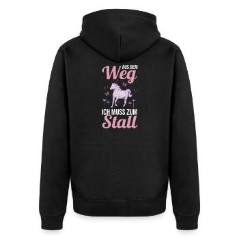 Reiten Pferdeliebhaber Reiterhof Pferde - Unisex Premium Bio Zip Hoodie - Schwarz - Hinten - Nico (187cm)