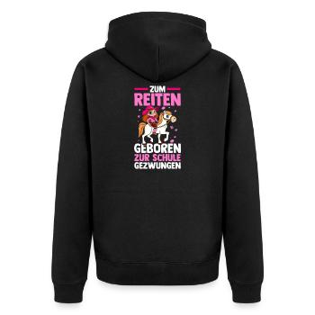 Reiten Pferdeliebhaber Reiterhof Pferde - Unisex Premium Bio Zip Hoodie - Schwarz - Hinten - Nico (187cm)
