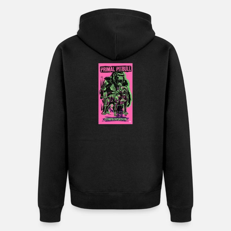 Primal Pitbull Konfrontation - Unisex Premium Bio Zip Hoodie - Schwarz