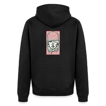 Hip Hop Face #2 - Unisex Premium Bio Zip Hoodie - Schwarz - Hinten - Nico (187cm)