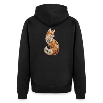 Fox decorative - Unisex Premium Organic Zip Hoodie - black - Back - Nico (187cm)