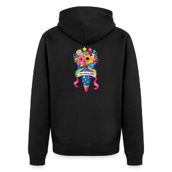 Einschulung 2026 Schultüte - Unisex Premium Bio Zip Hoodie - Schwarz - Hinten - Nico (187cm)