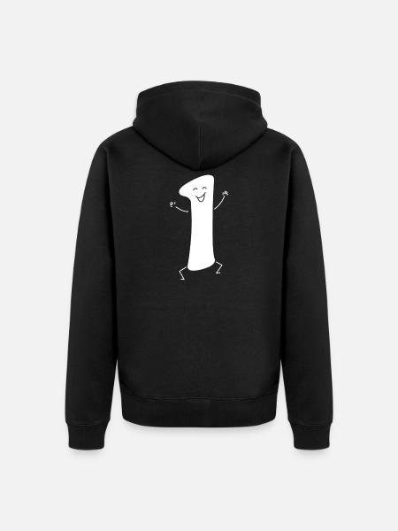 Drôle : Minimal Numéral 1 | Première - Veste à capuche bio Premium Unisexe - noir