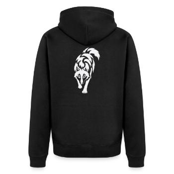 Wolf's silhouette in contrast - Unisex Premium Organic Zip Hoodie - black - Back - Nico (187cm)