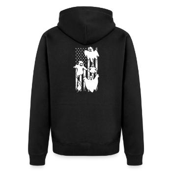 Ghost Halloween US Flag Halloween Ghost - Unisex Premium Bio Zip Hoodie - Schwarz - Hinten - Nico (187cm)