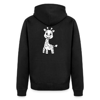 Giraffe Silhouette Kids Safari Motif - Unisex Premium Organic Zip Hoodie - black - Back - Nico (187cm)