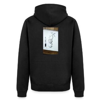 1000140978 - Unisex Premium Bio Zip Hoodie - Schwarz - Hinten - Nico (187cm)