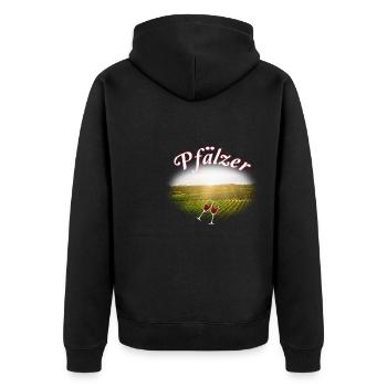 100% Pfälzer Pälzer Palz Pfalz Mundart Dialekt - Unisex Premium Bio Zip Hoodie - Schwarz - Hinten - Nico (187cm)