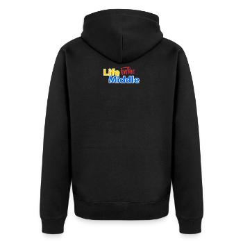 Lebeninthemiddle - Unisex Premium Bio Zip Hoodie - Schwarz - Hinten - Nico (187cm)