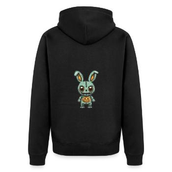 Hase Halloween Lustig Zombie - Unisex Premium Bio Zip Hoodie - Schwarz - Hinten - Nico (187cm)