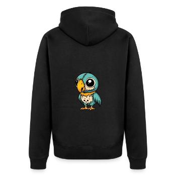 Papagai Halloween Lustig Zombie - Unisex Premium Bio Zip Hoodie - Schwarz - Hinten - Nico (187cm)