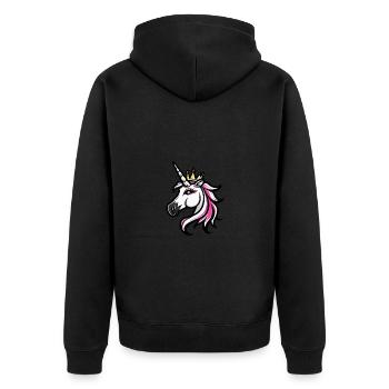 Unicorn Head Crown - Unisex Premium Organic Zip Hoodie - black - Back - Nico (187cm)