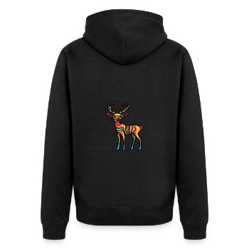 Hirsch Halloween Tier - Unisex Premium Bio Zip Hoodie - Schwarz - Hinten - Nico (187cm)