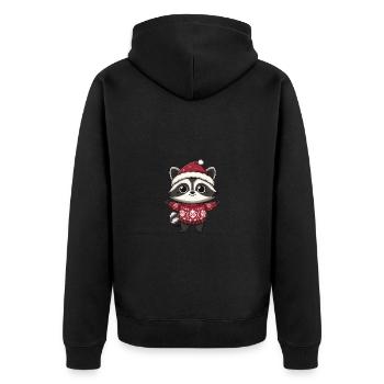 Waschbär Weihnachten Comic - Unisex Premium Bio Zip Hoodie - Schwarz - Hinten - Nico (187cm)