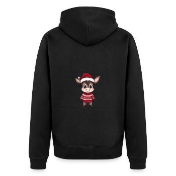 Esel Weihnachten Comic - Unisex Premium Bio Zip Hoodie - Schwarz - Hinten - Nico (187cm)