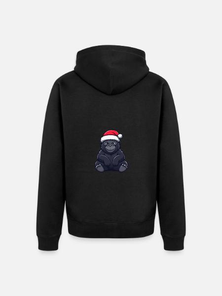 Gorille Noël mignon - Veste à capuche bio Premium Unisexe - noir