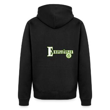 Lustiges Exilpfälzer Pälzer Pfälzer Pfalz Mundart - Unisex Premium Bio Zip Hoodie - Schwarz - Hinten - Nico (187cm)