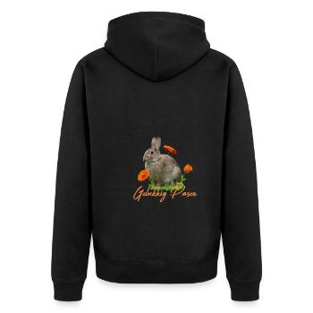 gelukkig pasen Frohe Ostern - Unisex Premium Bio Zip Hoodie - Schwarz - Hinten - Nico (187cm)