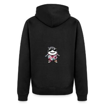 Hai Comic Urlaub - Unisex Premium Bio Zip Hoodie - Schwarz - Hinten - Nico (187cm)