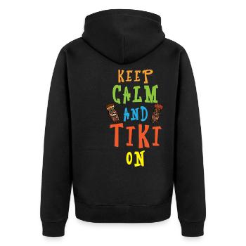 Stay calm and do tiki Hawaiian luau p - Unisex Premium Organic Zip Hoodie - black - Back - Nico (187cm)