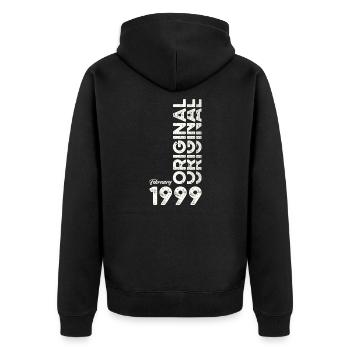25e anniversaire Original Février Année 1999 - Veste à capuche bio Premium Unisexe - noir - Dos - Nico (187cm)