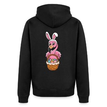 Pretty Easter Flamingo with Easter Basket - Unisex Premium Bio Zip Hoodie - Schwarz - Hinten - Nico (187cm)