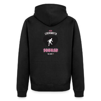 Squash Squasher Spielerin Squashspielerin Spieler - Unisex Premium Bio Zip Hoodie - Schwarz - Hinten - Nico (187cm)