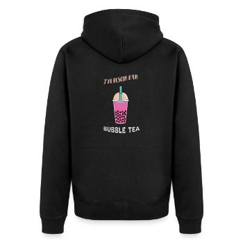 Bubble tea white - Unisex Premium Bio Zip Hoodie - Schwarz - Hinten - Nico (187cm)