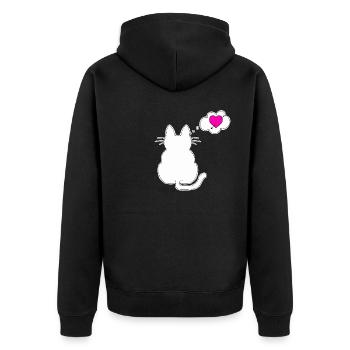 Love my cat & my cat loves me - Unisex Premium Organic Zip Hoodie - black - Back - Nico (187cm)