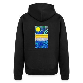 mer, sable, ciel, paysage de graffitis solaires - Veste à capuche bio Premium Unisexe - noir - Dos - Nico (187cm)