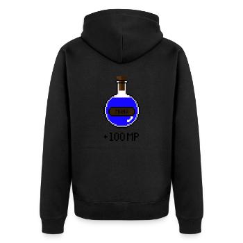 8-Bit Retro Pixel Art Mana Potion - Unisex Premium Bio Zip Hoodie - Schwarz - Hinten - Nico (187cm)