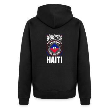 Haïti Haïti Drapeau Haïti Citation drôle - Veste à capuche bio Premium Unisexe - noir - Dos - Nico (187cm)