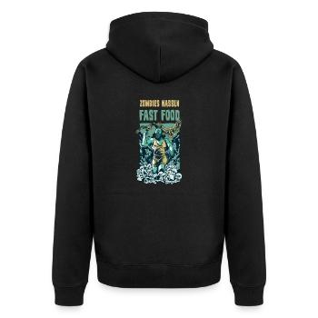Lustiges Marathon Läufer Laufen Cross Country - Unisex Premium Bio Zip Hoodie - Schwarz - Hinten - Nico (187cm)