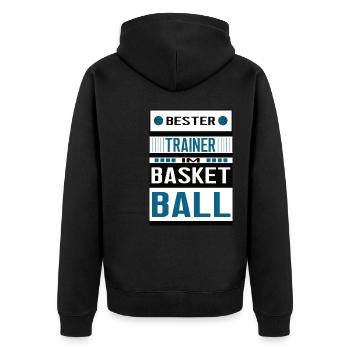 Basketball Trainer Basketballtrainer Teamcoach - Unisex Premium Bio Zip Hoodie - Schwarz - Hinten - Nico (187cm)