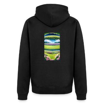 Paysage avec 4 zones, IA générative - Veste à capuche bio Premium Unisexe - noir - Dos - Nico (187cm)